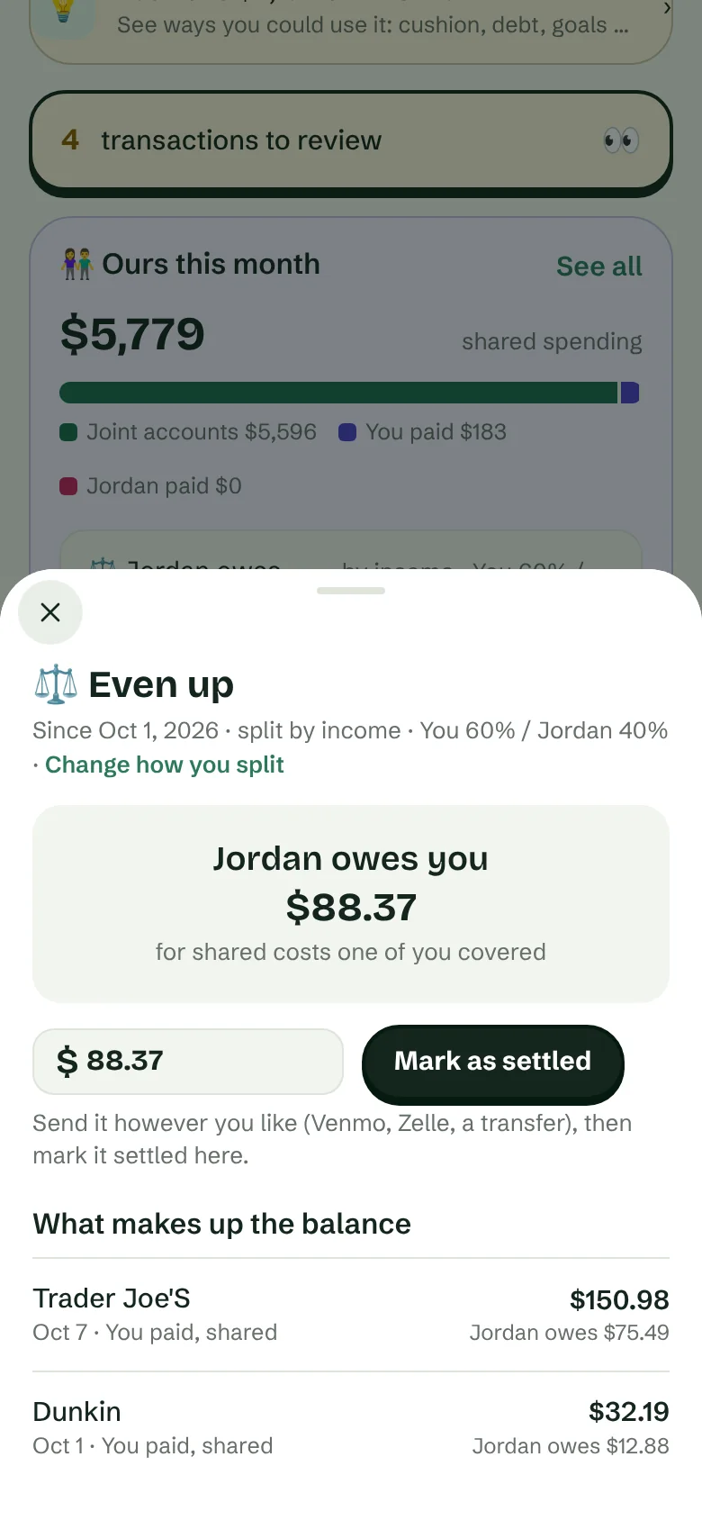 Even up: who owes whom